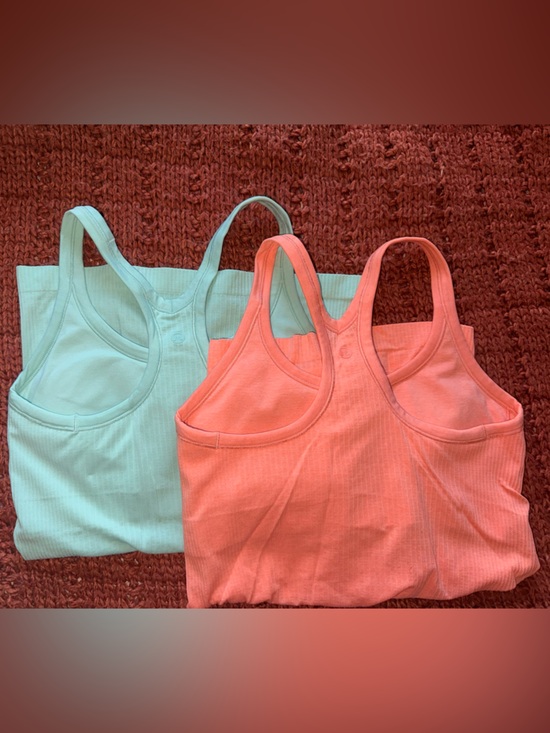 lululemon athletica Tops - Lululemon Pair of Ribbed Tank Tops - Coral and Mint